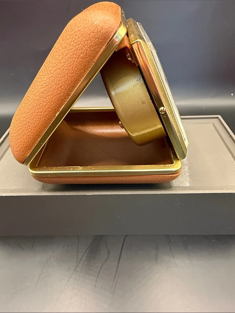 Gold and Brown Folding Travel Clock